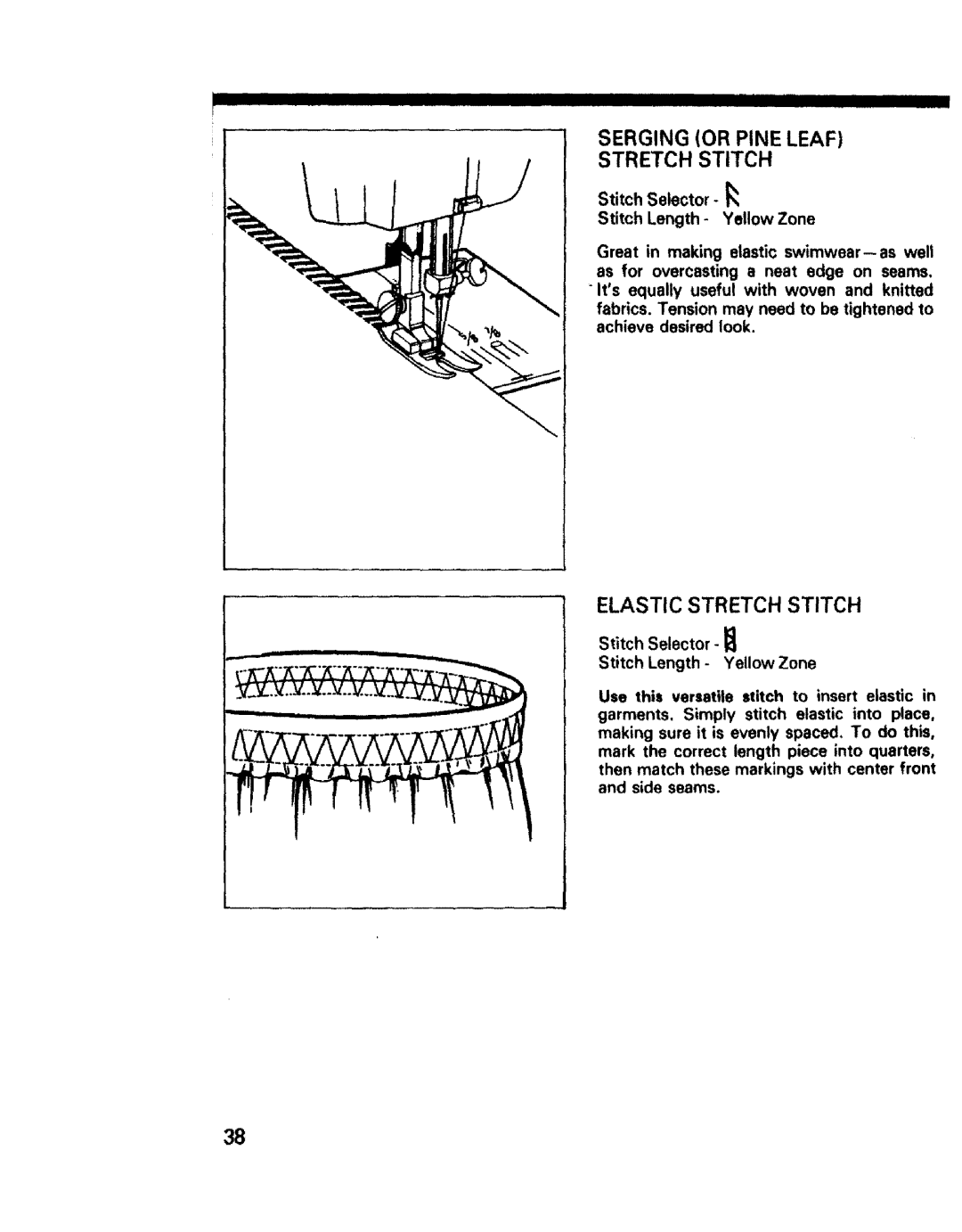 Sears 1345, 1561, 1355 Serging or Pine Leaf Stretch Stitch, Elastic Stretch Stitch, Iiiiiiiiiiiiiiii Iiiiiiiiiiiiiiiiiiiii 