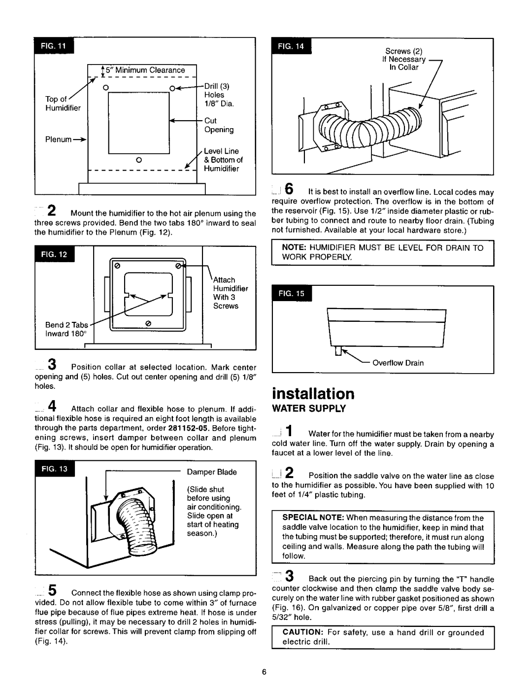 Sears 1700 manual Installation, Water Supply 