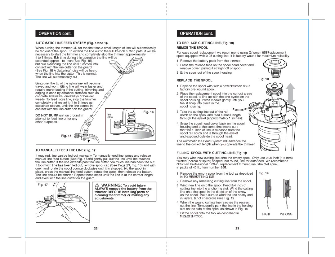 Sears 172.71816 warranty Remove the Spool, Replace the Spool 