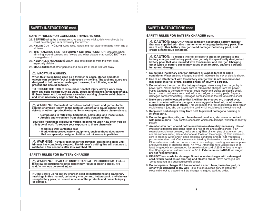 Sears 172.71816 warranty Safety Rules for Battery Charger, Important Warning 