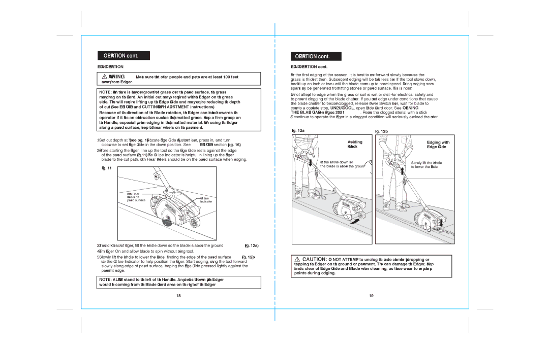 Sears 172.79183 warranty Edging Operation, Avoiding Kickback, Edging with Edge Guide 