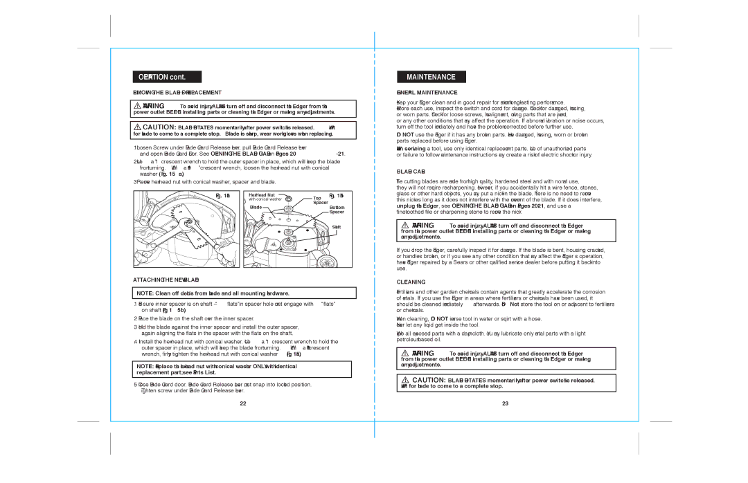 Sears 172.79183 warranty Maintenance 