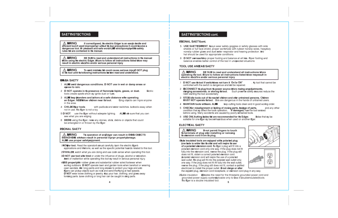 Sears 172.79183 warranty Safety Instructions 