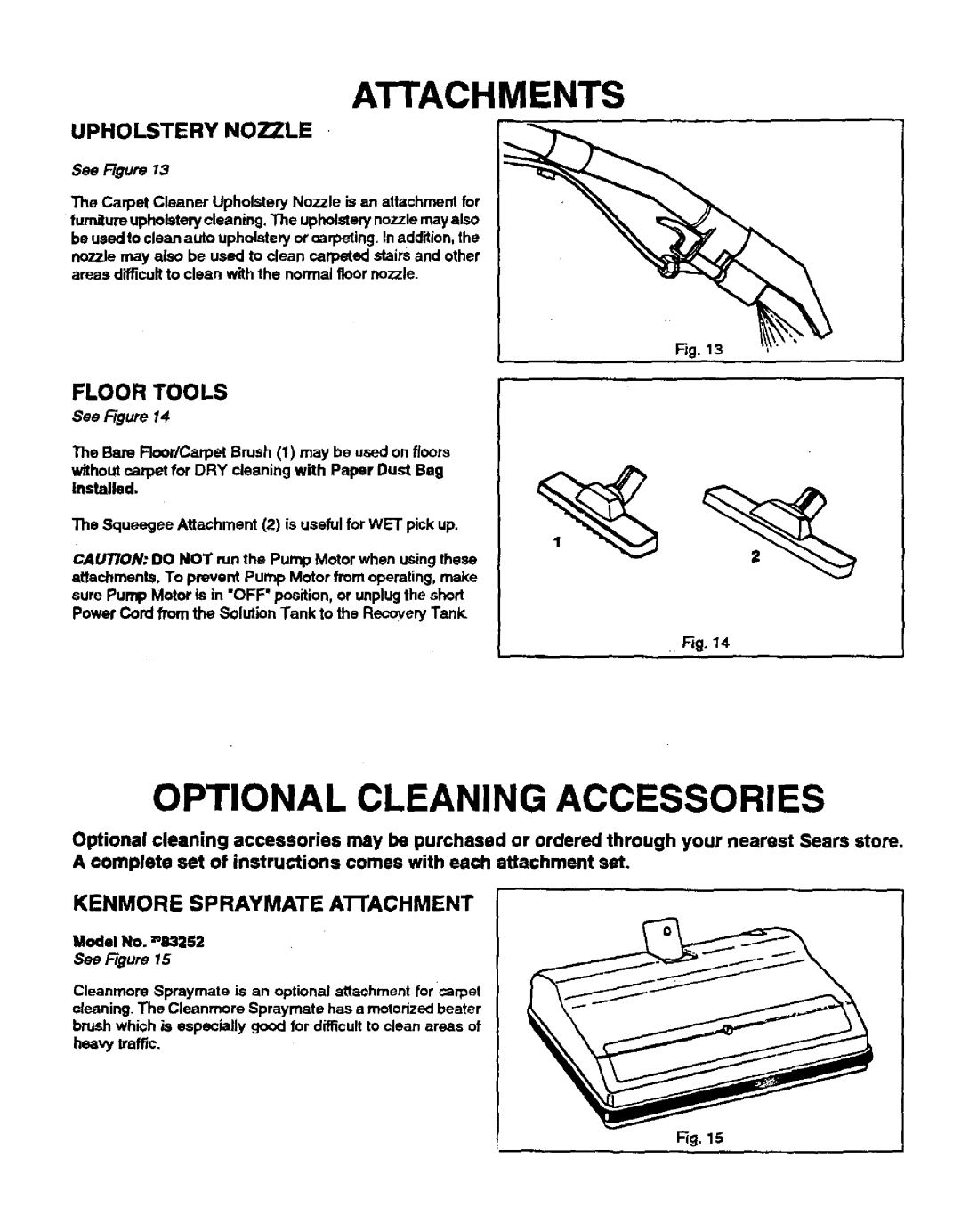 Sears 175.867029 owner manual Attachments, Floor Tools, Upholstery Nozzle 