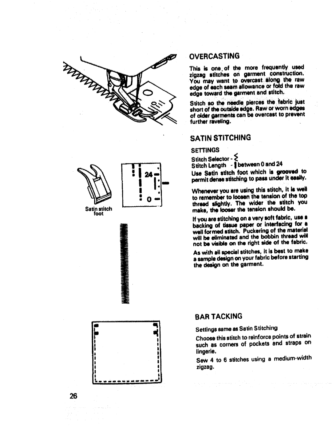 Sears 17831, 17892, 17840, 17891, 17842, 17871, 17651, 17832, 17843, 17830 manual Satin Stitching, BAR Tacking 