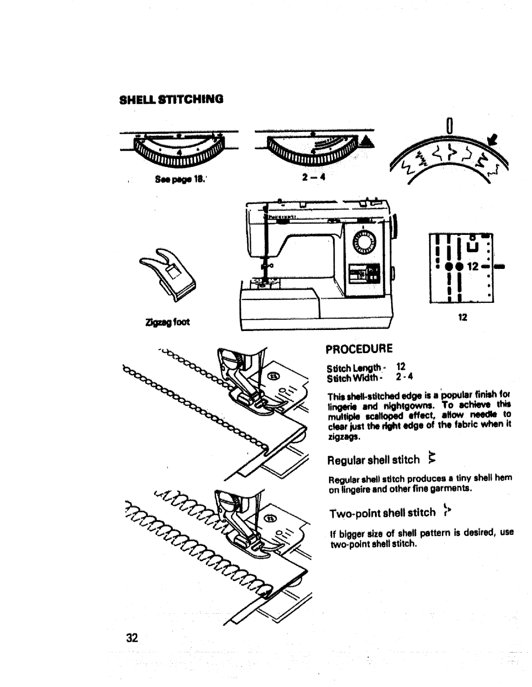 Sears 17842, 17892, 17840, 17891, 17871, 17651, 17832, 17831, 17843 Mui Affect #ow, Regular shetl stitch, Two-point shell stitch 