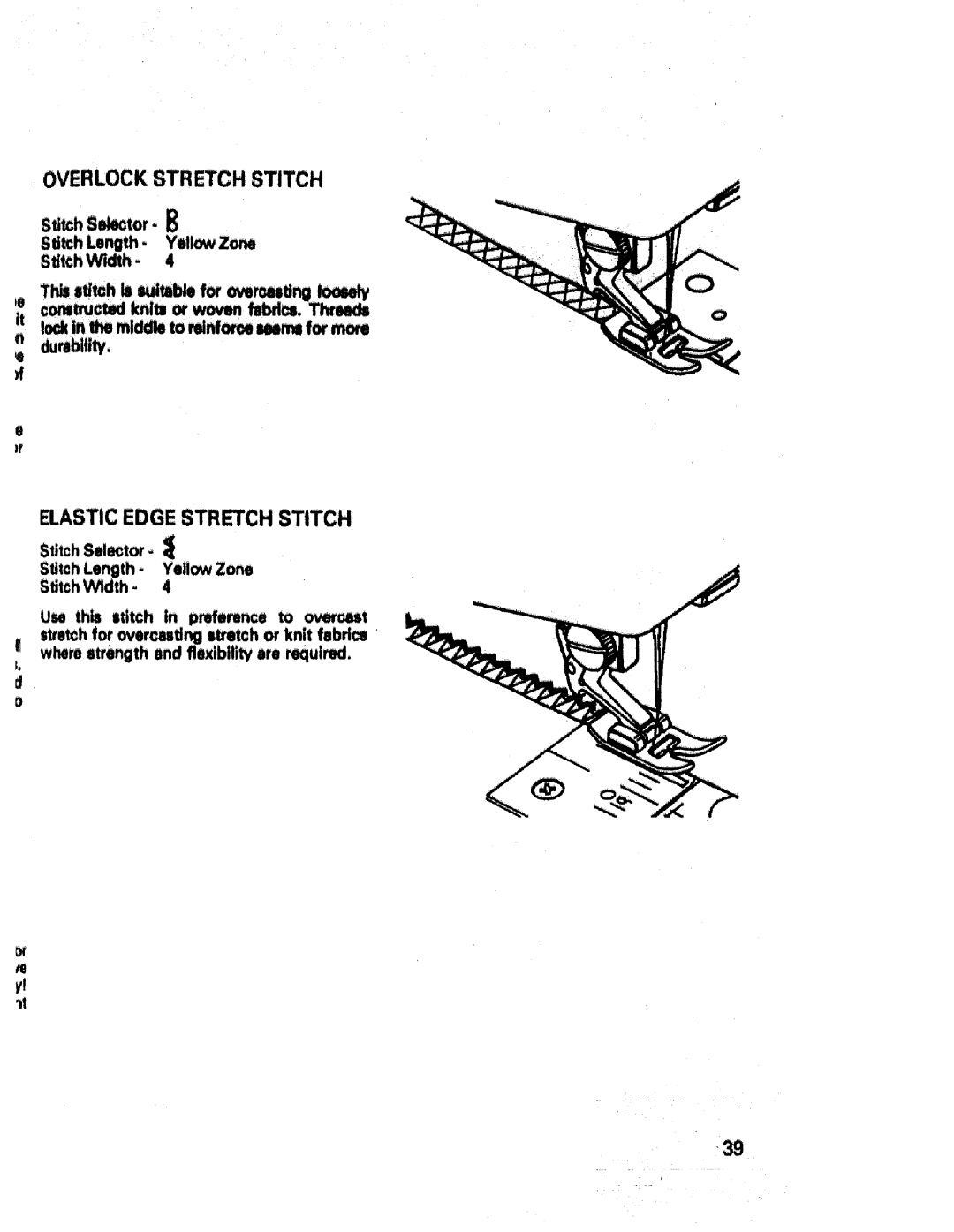 Sears 17892, 17840, 17891, 17842, 17871, 17651, 17832, 17831, 17843, 17830 manual Overlock Stretch Stitch, Elastic Edge Strch Stitch 