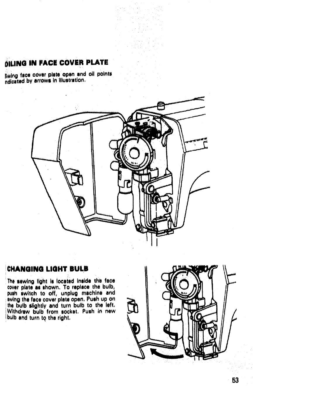 Sears 17871, 17892, 17840, 17891, 17842, 17651, 17832, 17831, 17843, 17830 manual Oiling in Face Cover Plate, Hanging Light BUL B 