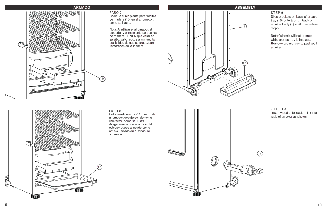 Sears 20070211 manual Insert wood chip loader 11 into side of smoker as shown 