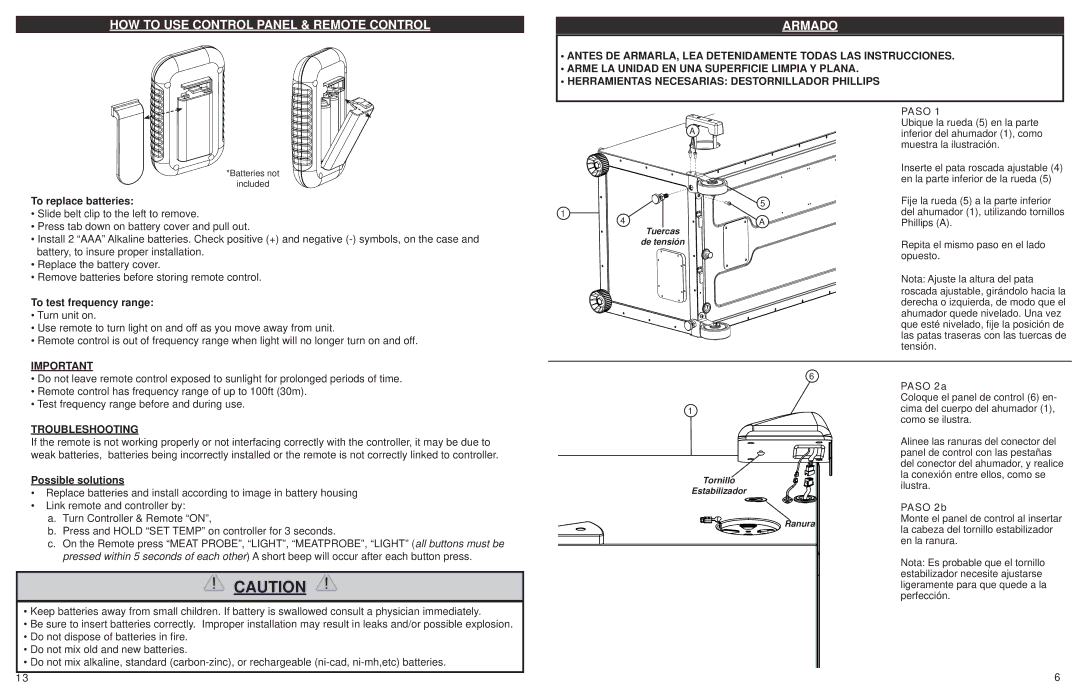 Sears 20070211 manual HOW to USE Control Panel & Remote Control Armado, To replace batteries, To test frequency range 