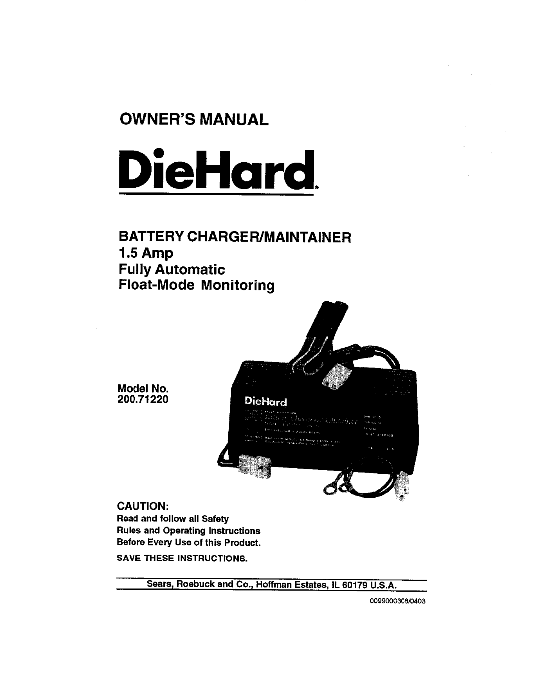 Sears 200.7122 owner manual DieHard 