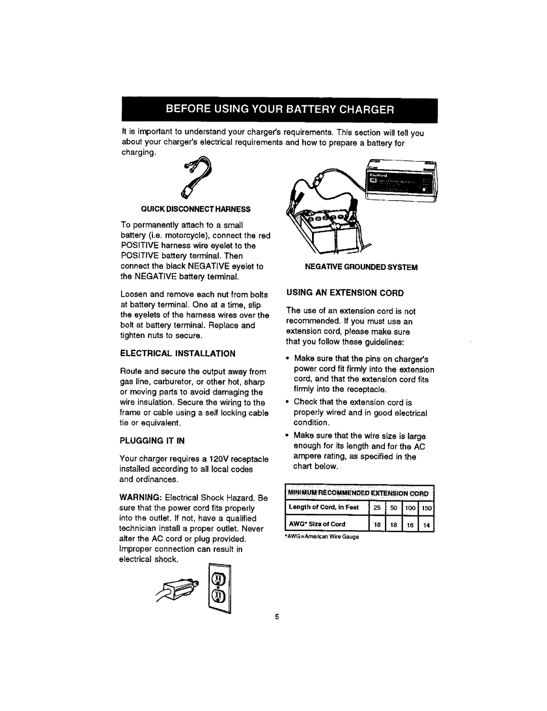 Sears 200.7122 owner manual Electrical Installation, Plugging IT, Using AN Extension Cord, Use of an extension cord is not 