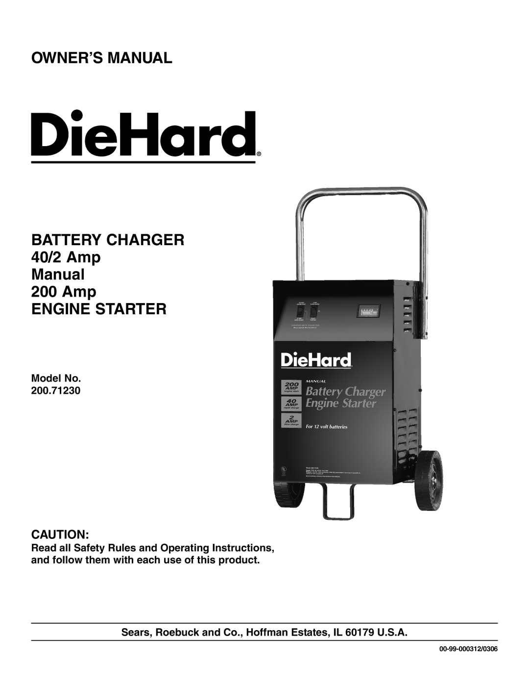 Sears 200.71231 owner manual Battery Charger 