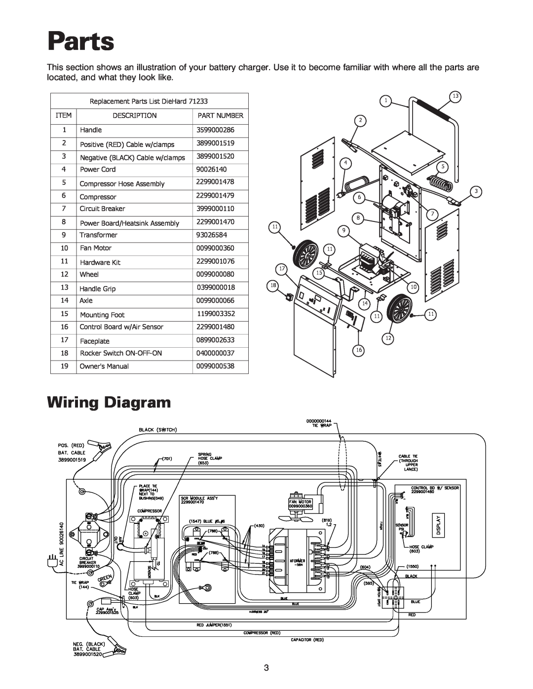 Sears 200.71233 owner manual Parts, Wiring Diagram 