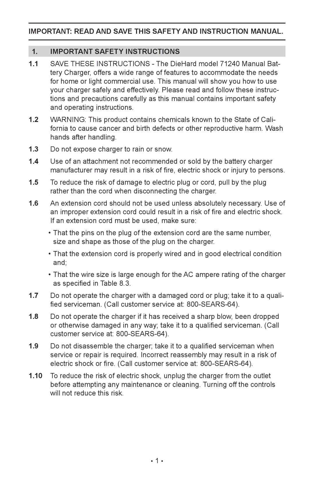 Sears 200.71240 operating instructions Important Safety Instructions 