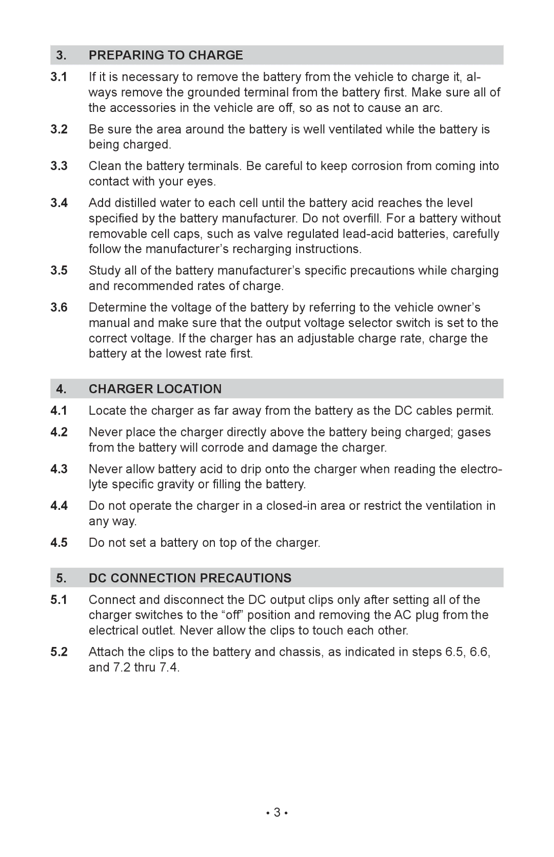 Sears 200.71240 operating instructions Preparing to Charge, Charger Location, DC Connection Precautions 