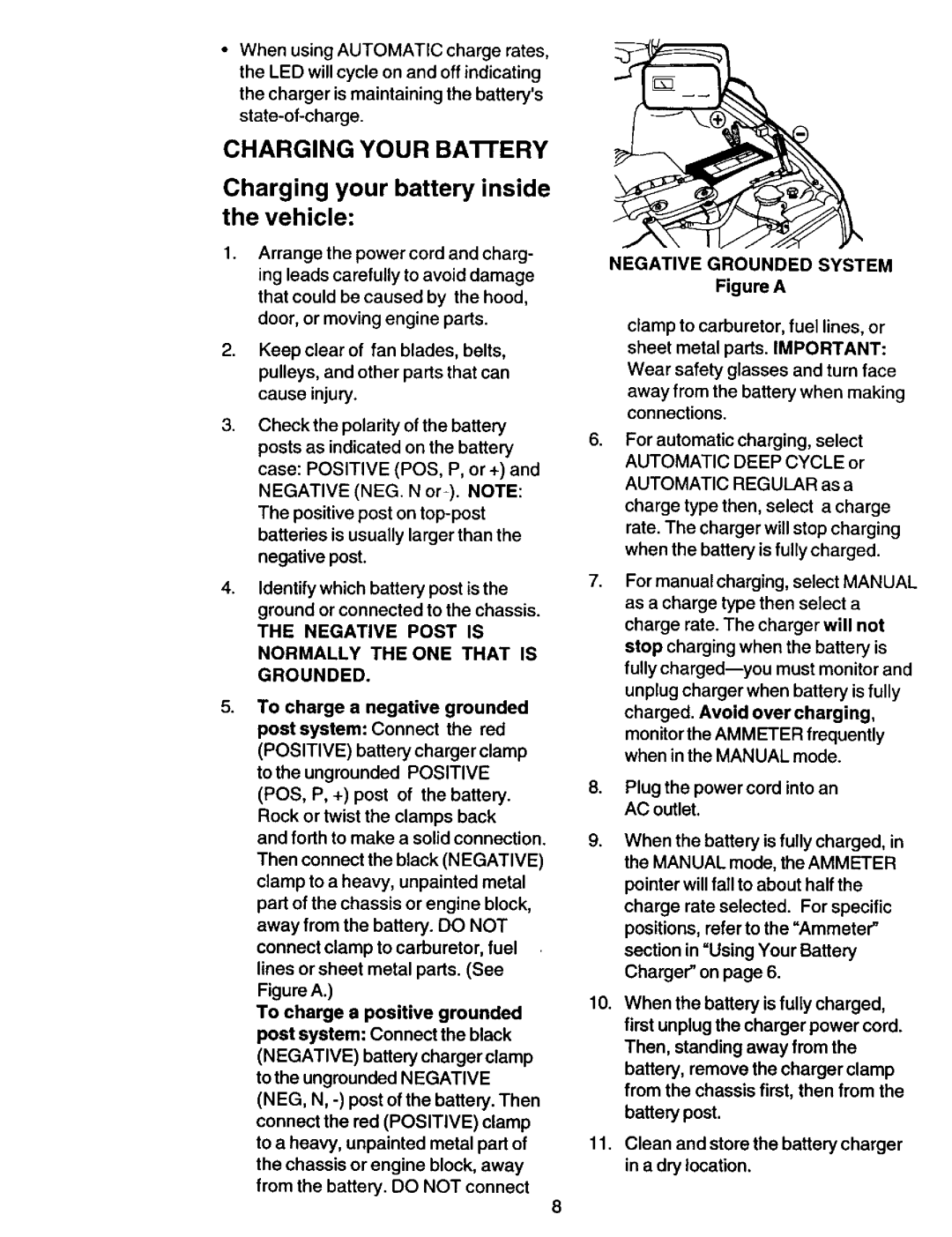 Sears 200.713101 owner manual Negative Grounded System, AC outlet 