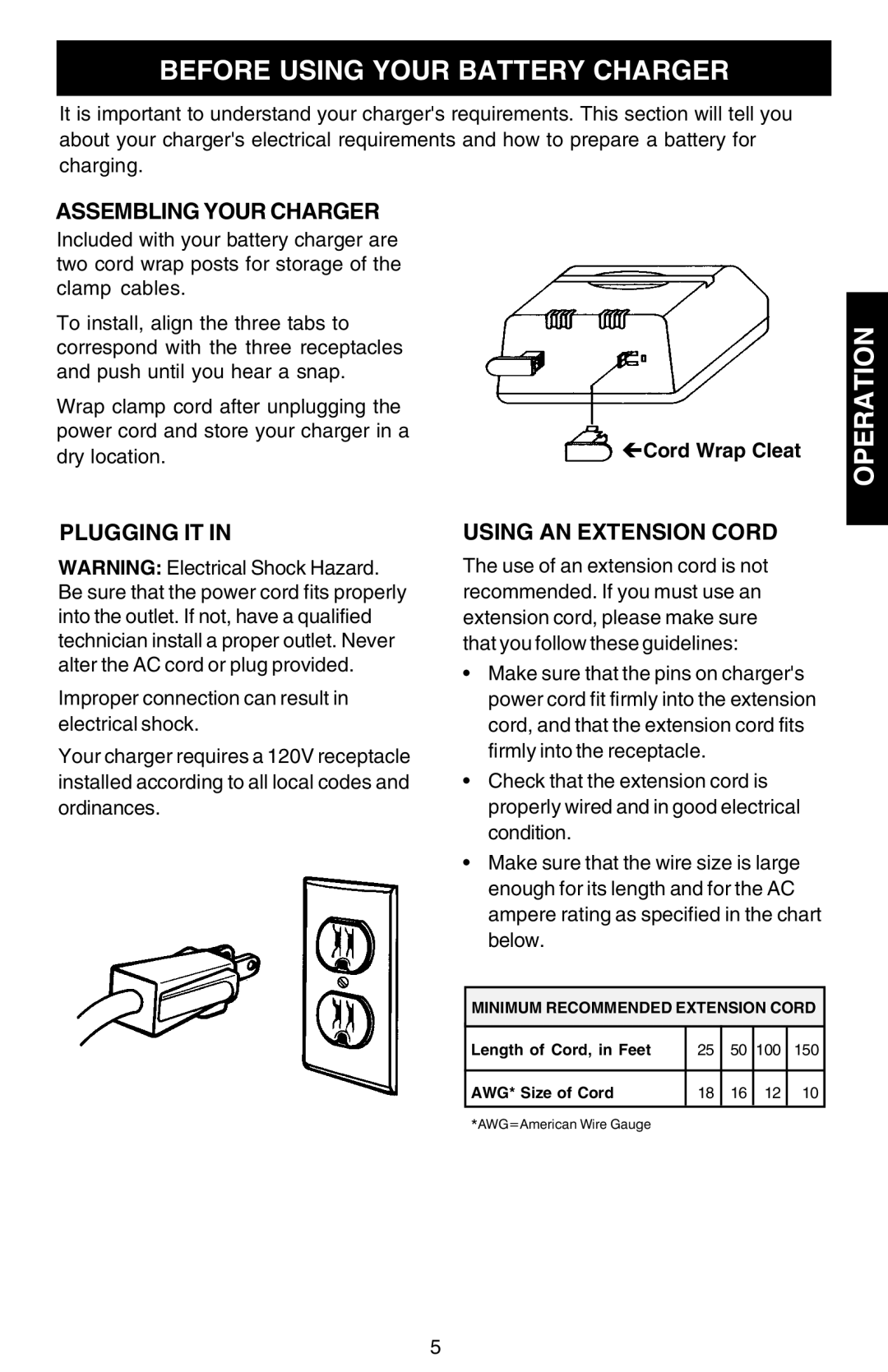 Sears 200.713121 owner manual Before Using Your Battery Charger, Safety Operation, Cord Wrap Cleat 