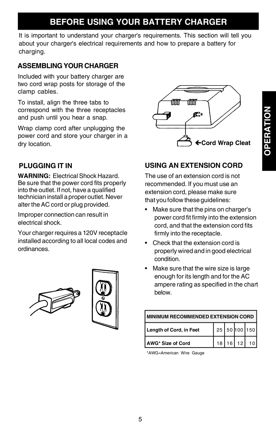 Sears 200.713201 owner manual Before Using Your Battery Charger, Cord Wrap Cleat 