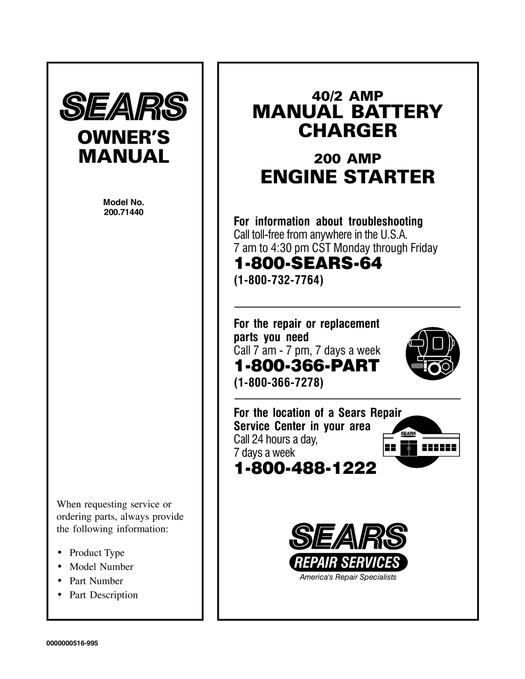 Sears 200.71440 owner manual SEARS-64 