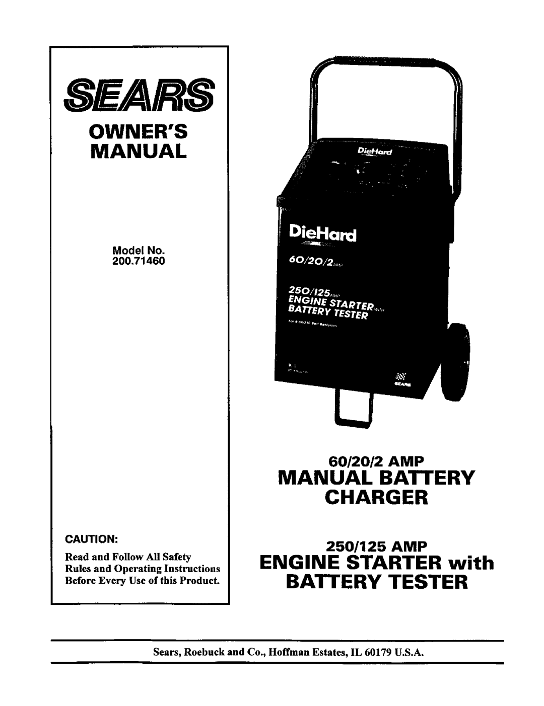 Sears 200.71460 owner manual Sea/Rs, Model No 