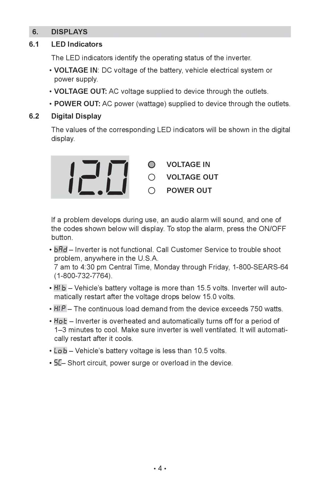 Sears 200.71495 owner manual Displays LED Indicators, Digital Display 