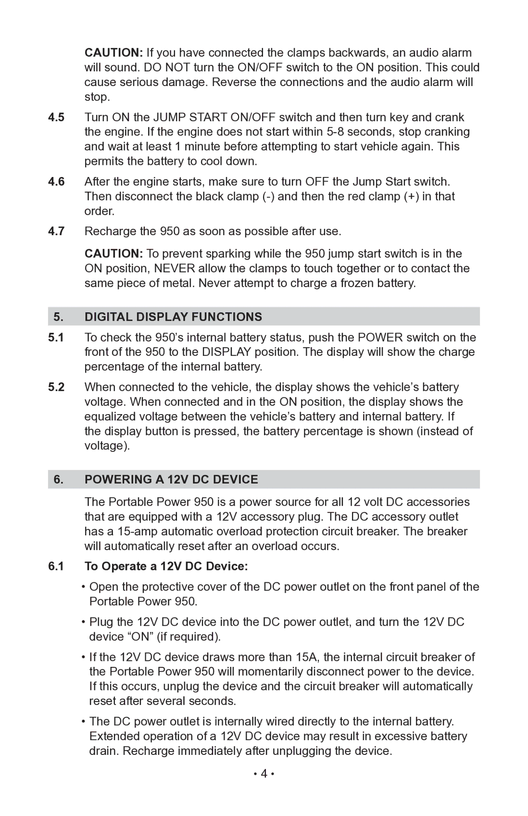 Sears 200.71987 manual Digital display functions, Powering a 12v dc device, To Operate a 12V DC Device 