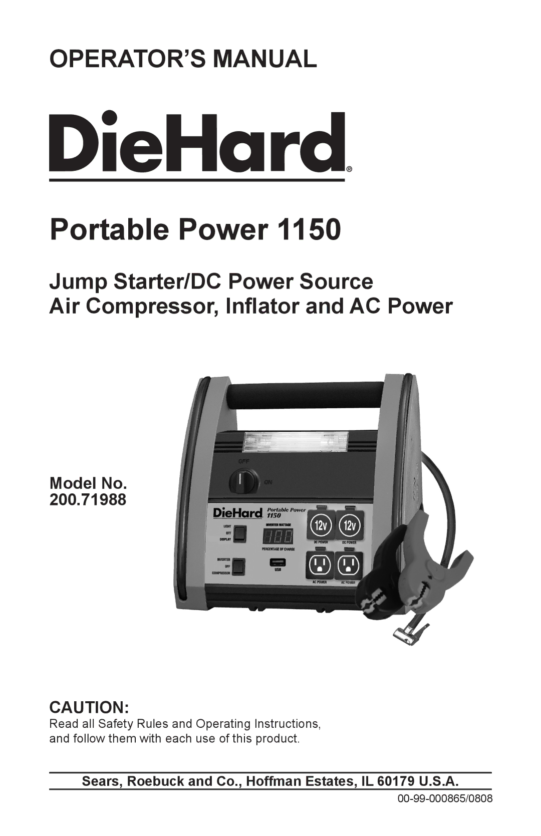 Sears 200.71988 manual Portable Power 