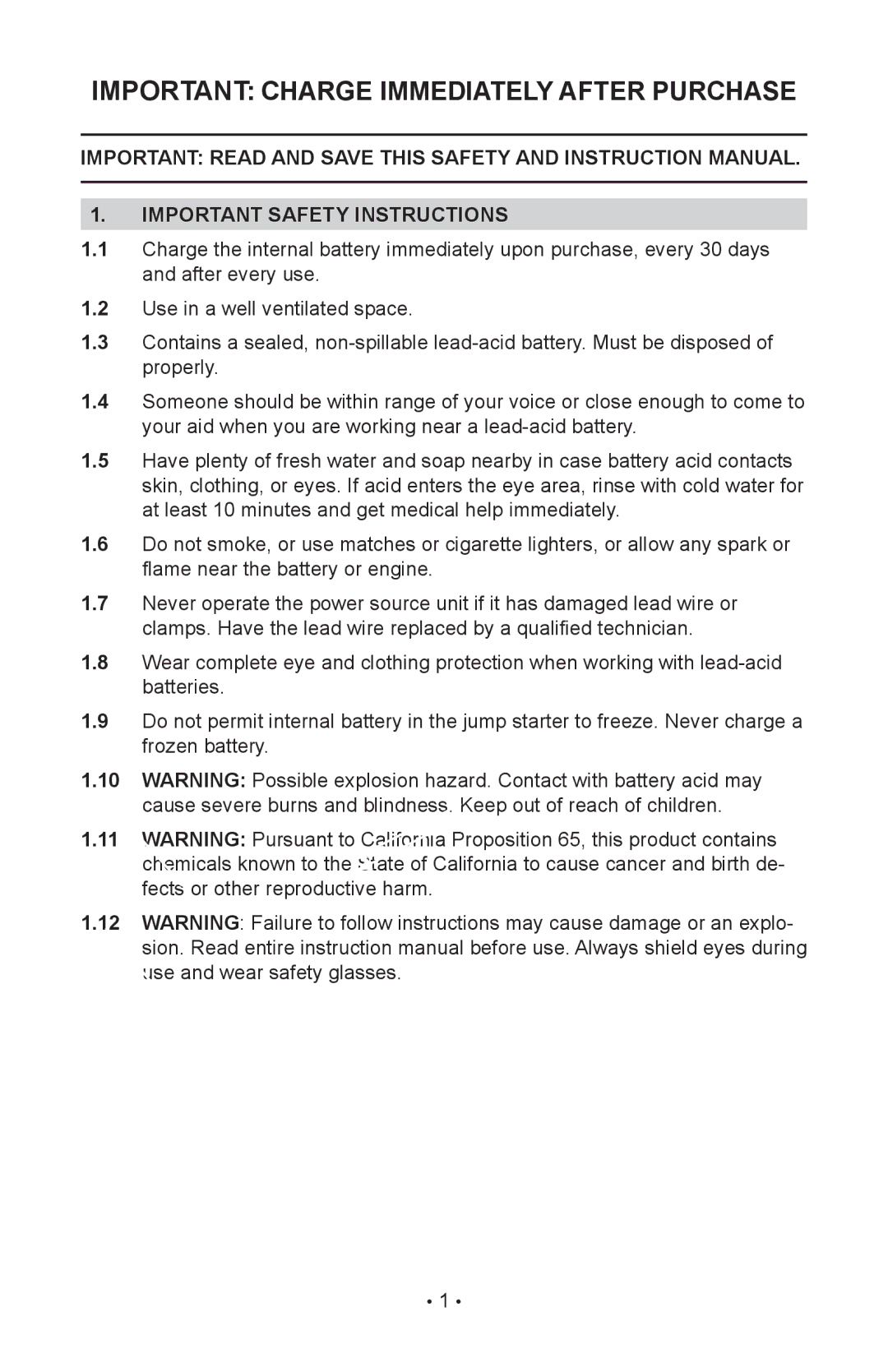 Sears 200.71990 manual Important Charge Immediately After Purchase 