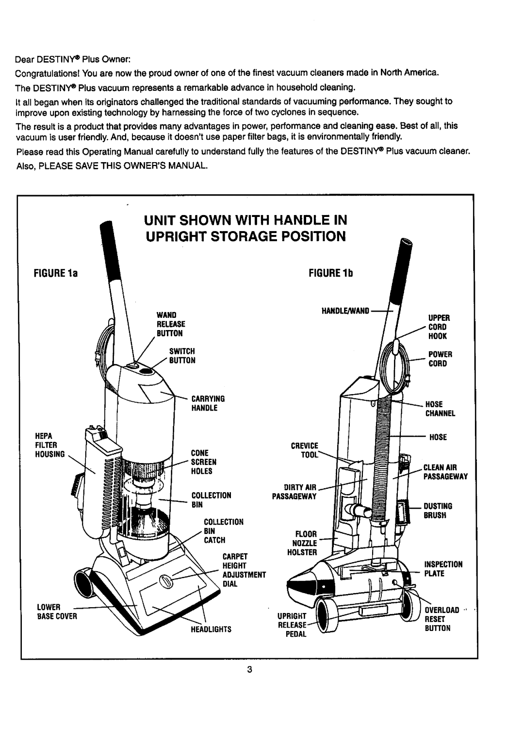 Sears 204.3699969 owner manual Unit Shown with Handle Upright Storage Position 