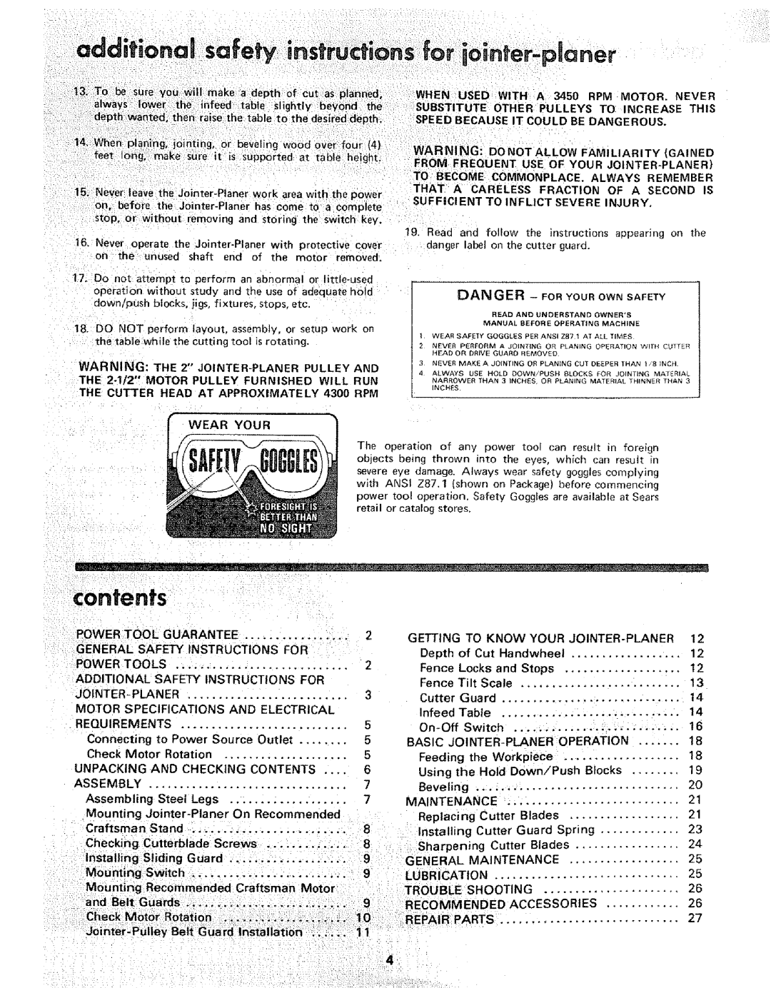 Sears 113.206931, 206801 manual General Safety, Assembly, Recommended, Repair Parts 