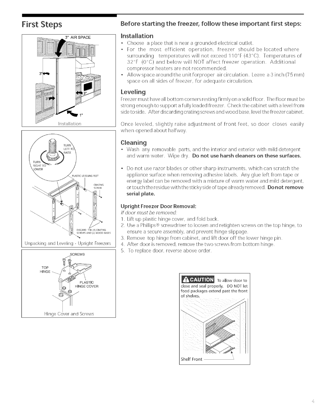 Sears 216769700 manual LeveLing, CLeaning 