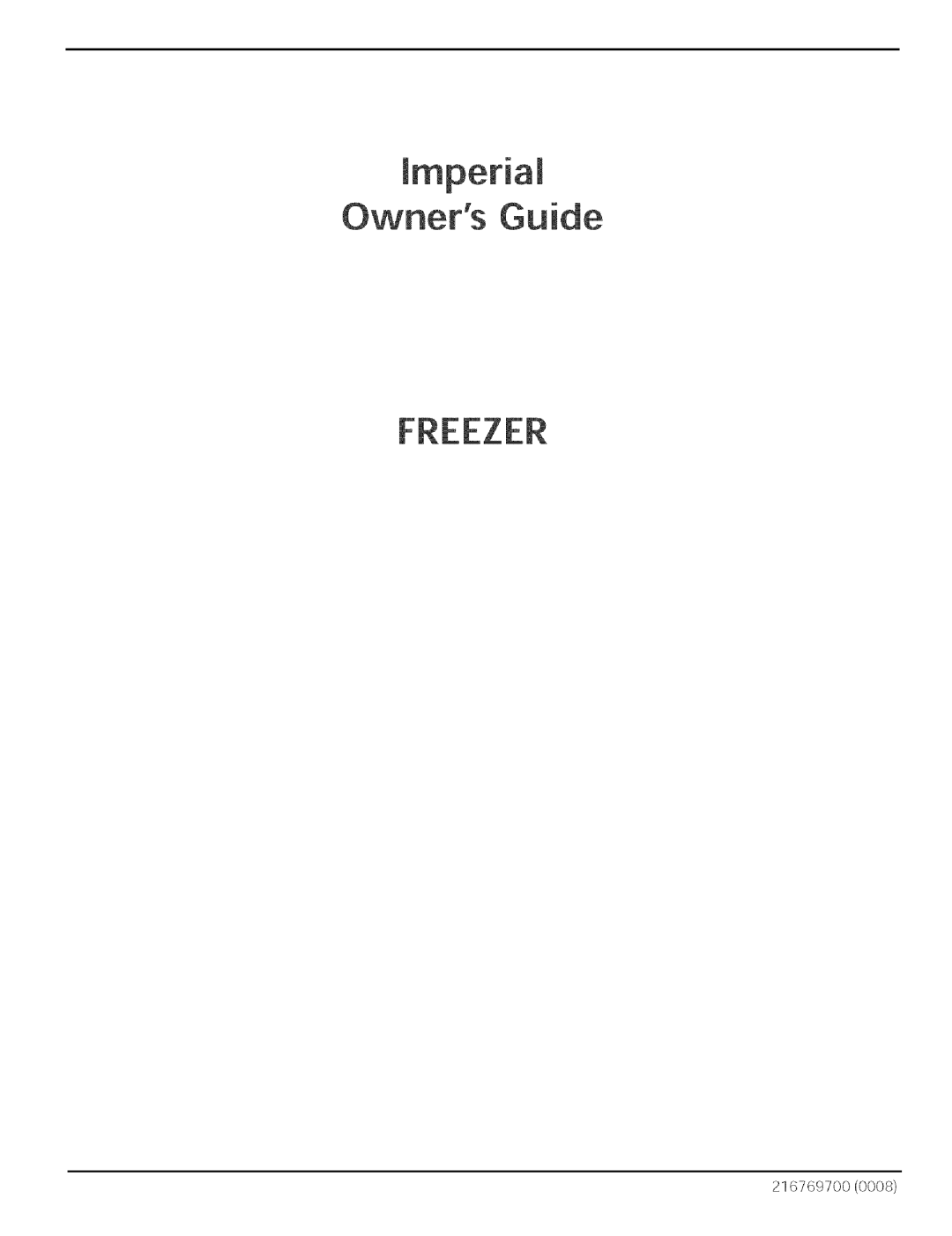 Sears 216769700 manual Imperial FREEZER 