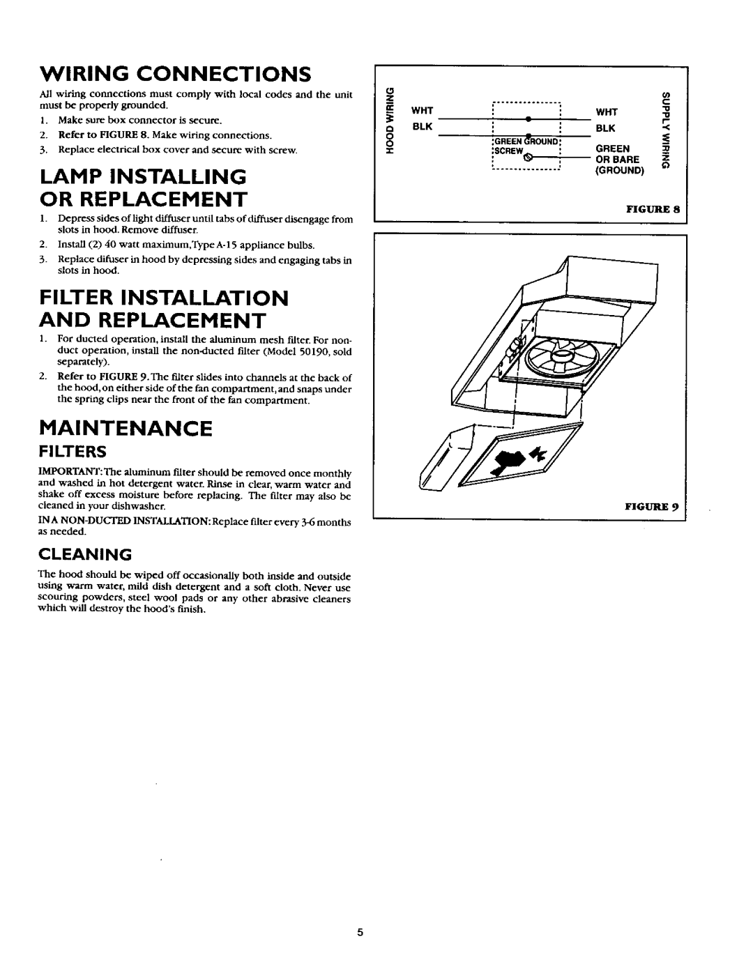 Sears 233.52057, 233.52153, 233.52059, 233.52053, 233.52152, 233.52157, 233.52052 Filter Installation Replacement, Maintenance 