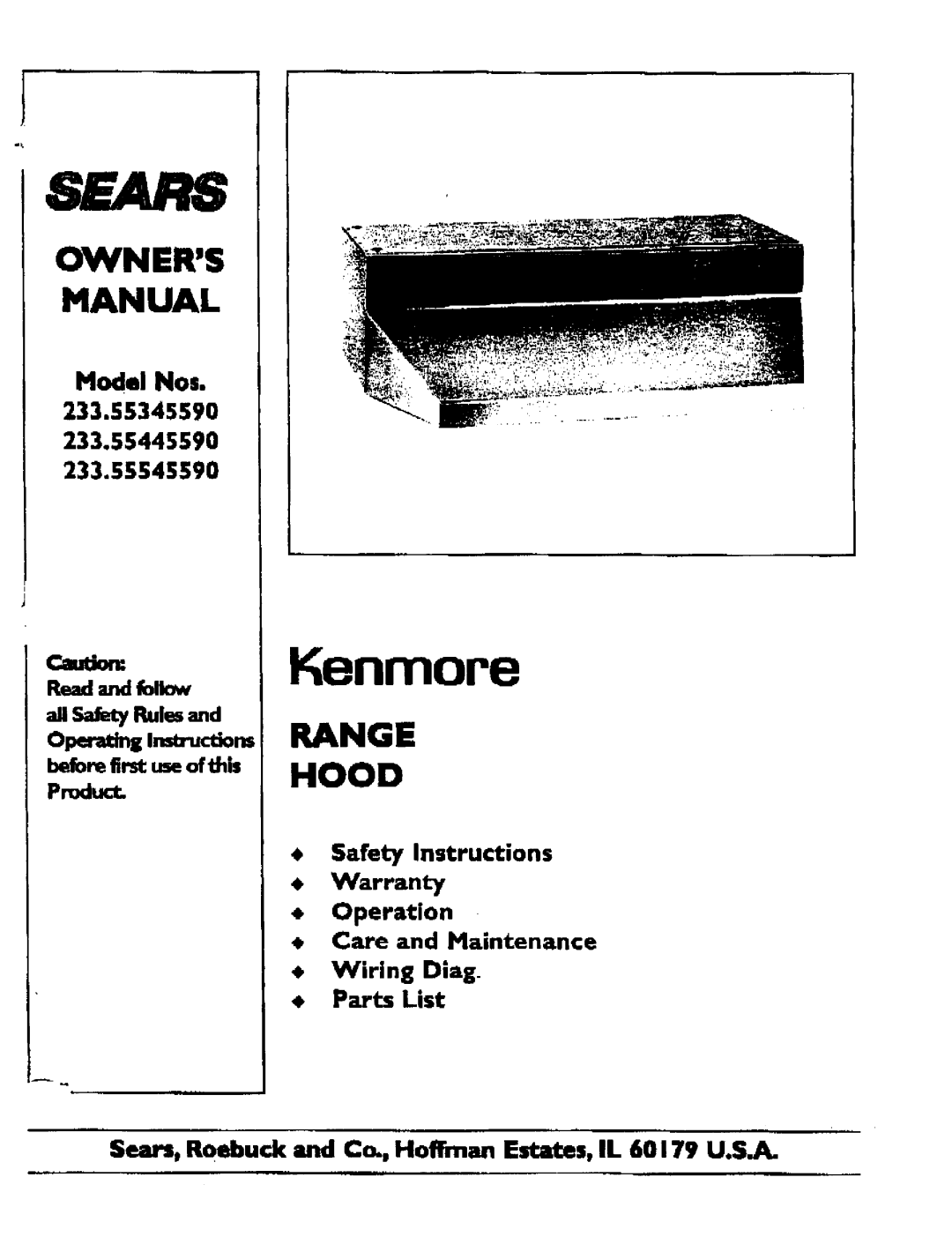 Sears 233.5544559, 233.5554559, 233.5534559 owner manual 8EAR8 