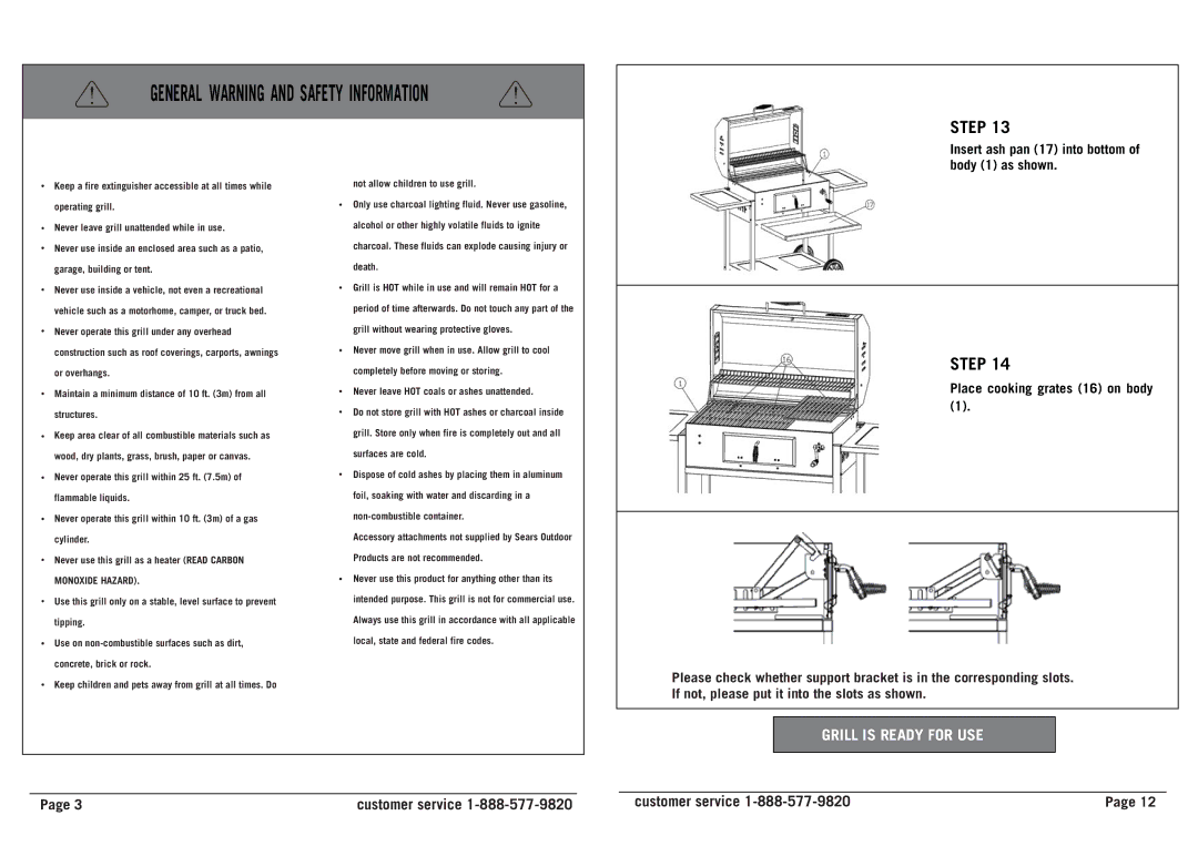 Sears 23670/0-04651145-7 owner manual Step, Grill is Ready for USE 