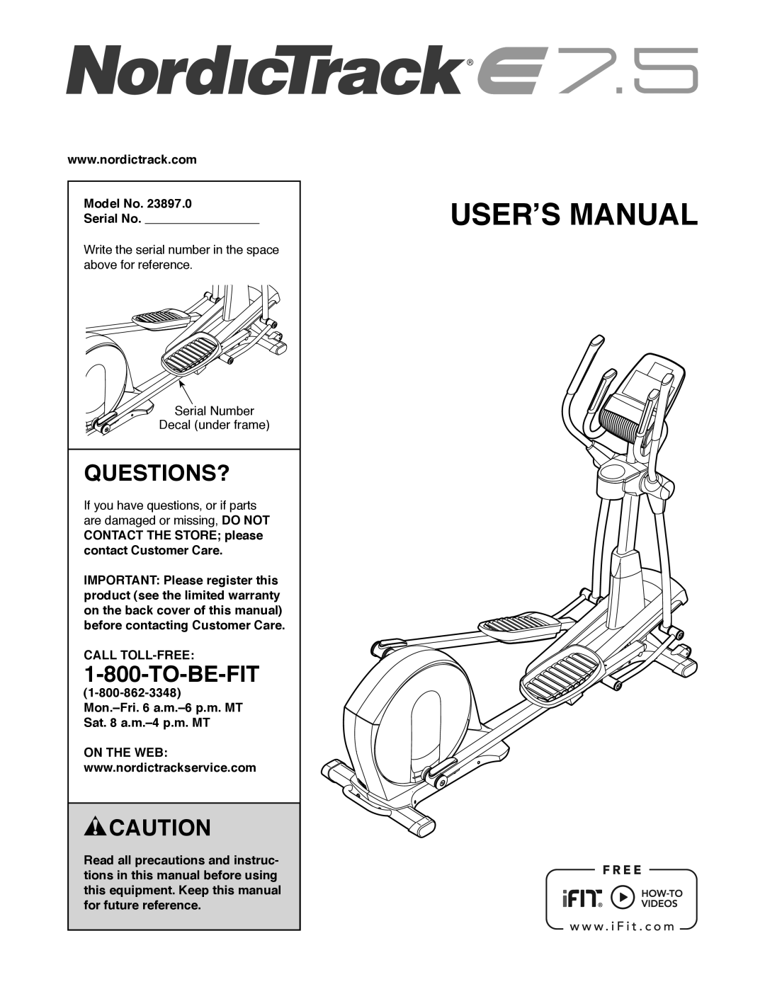 Sears 23897 user manual Questions?, Model No Serial No, Call TOLL-FREE 