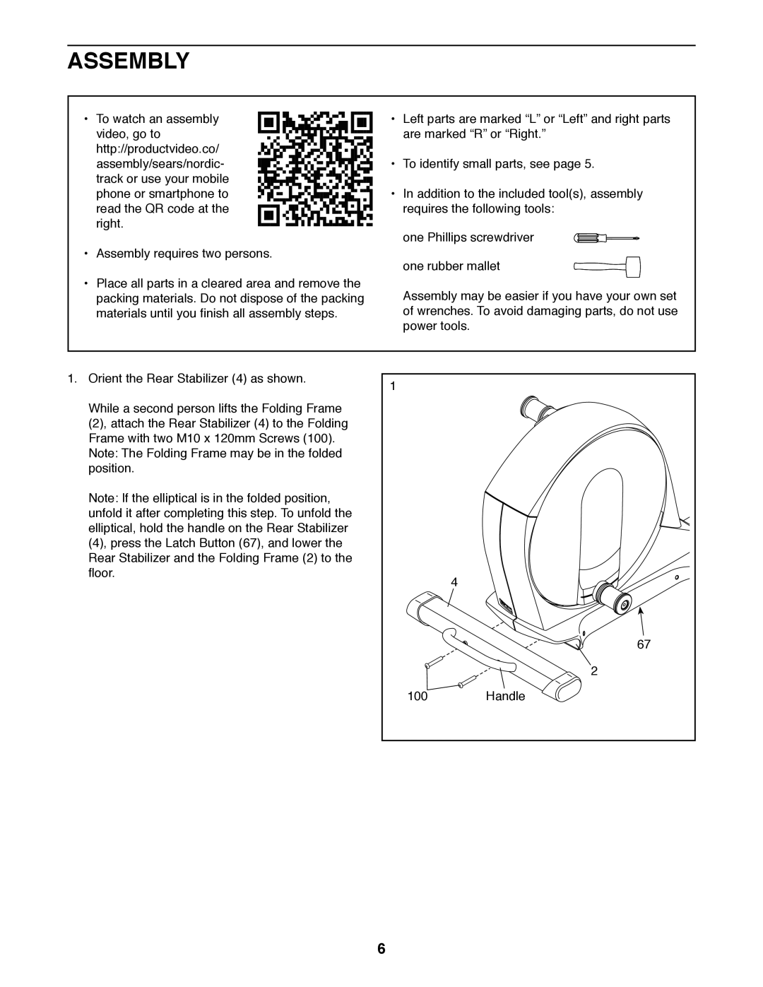 Sears 23897 user manual Assembly 