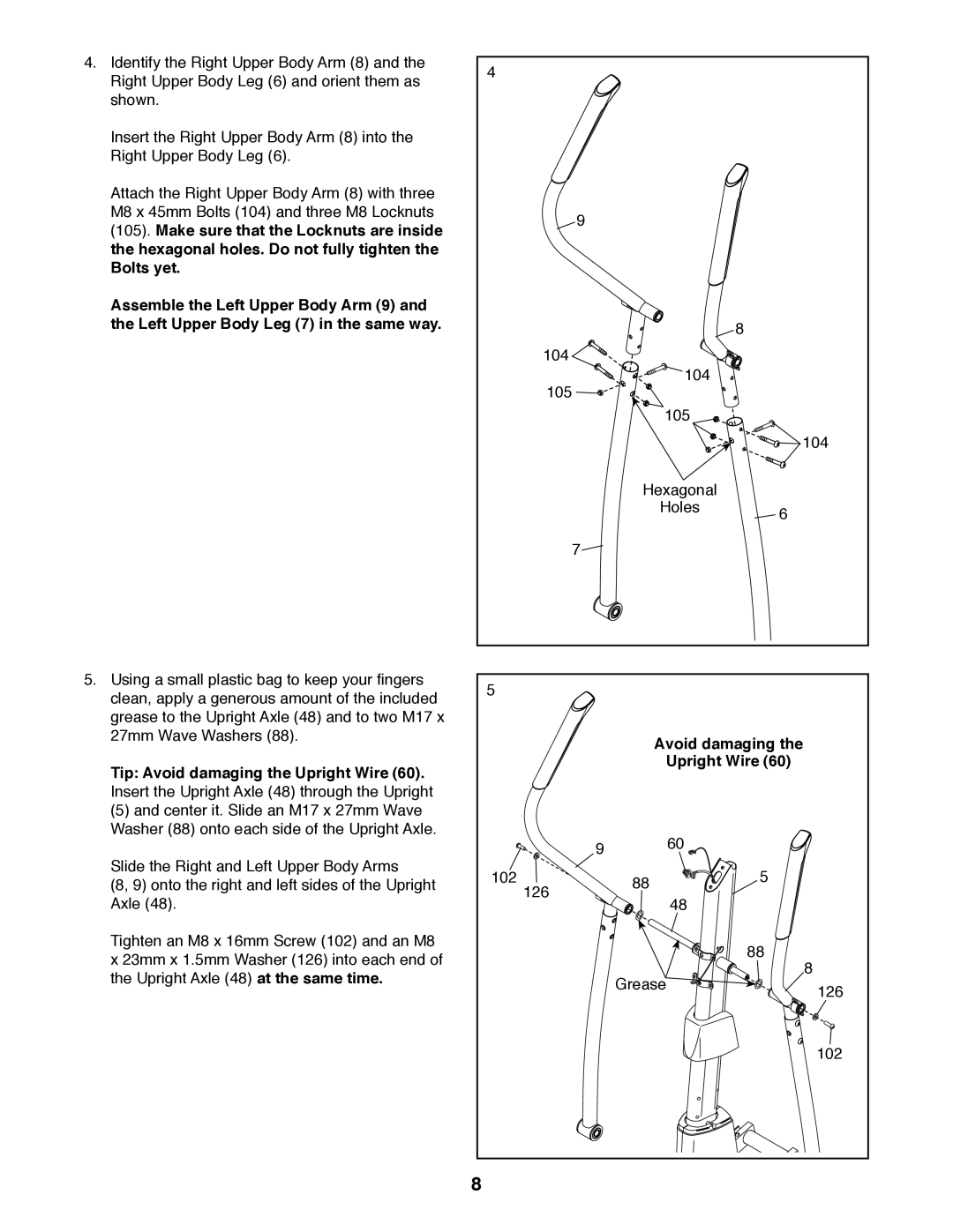 Sears 23897 user manual Tip Avoid damaging the Upright Wire 