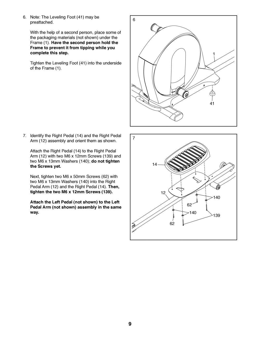 Sears 23897 user manual Screws yet, Tighten the two M6 x 12mm Screws 