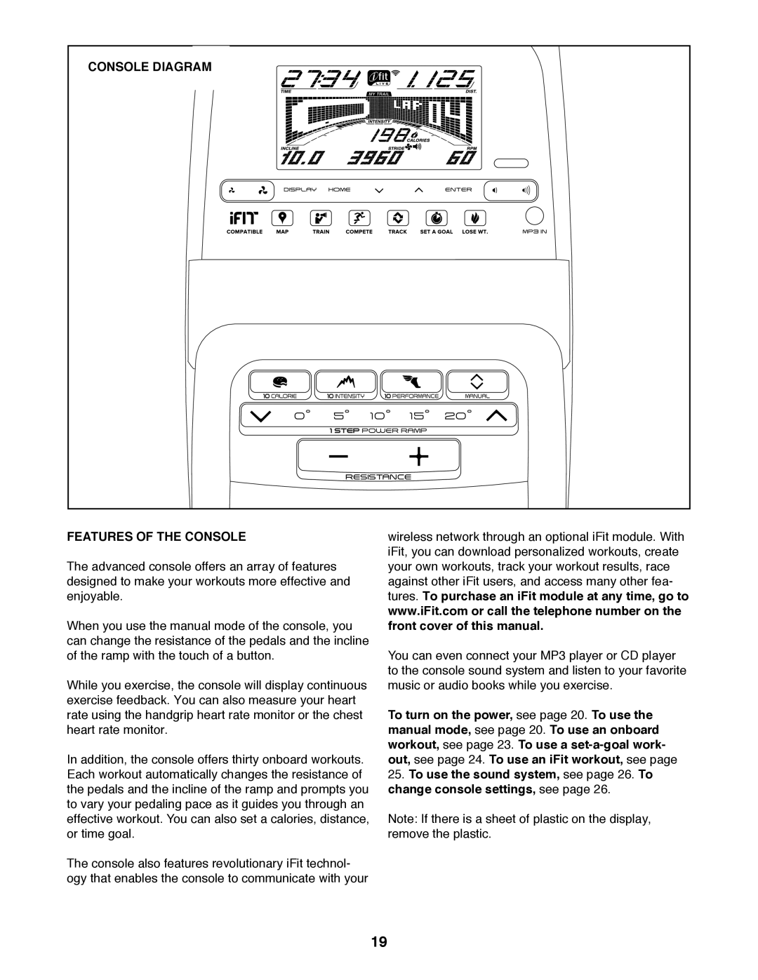 Sears 23949 user manual Console Diagram Features of the Console 