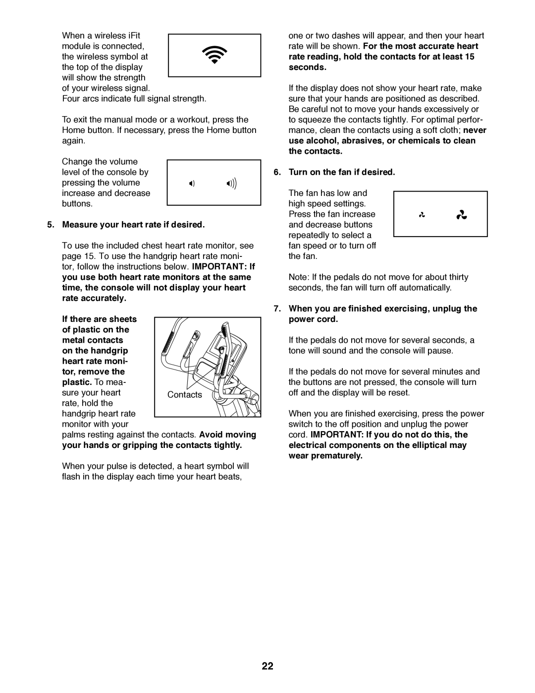 Sears 23949 user manual Measure your heart rate if desired, Turn on the fan if desired 