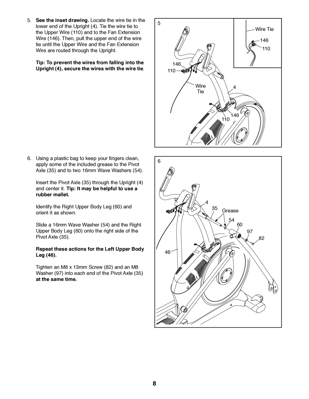 Sears 23949 Tip To prevent the wires from falling into, Upright 4, secure the wires with the wire tie, At the same time 