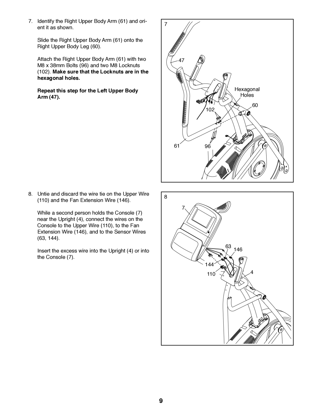 Sears 23949 user manual Repeat this step for the Left Upper Body Arm 