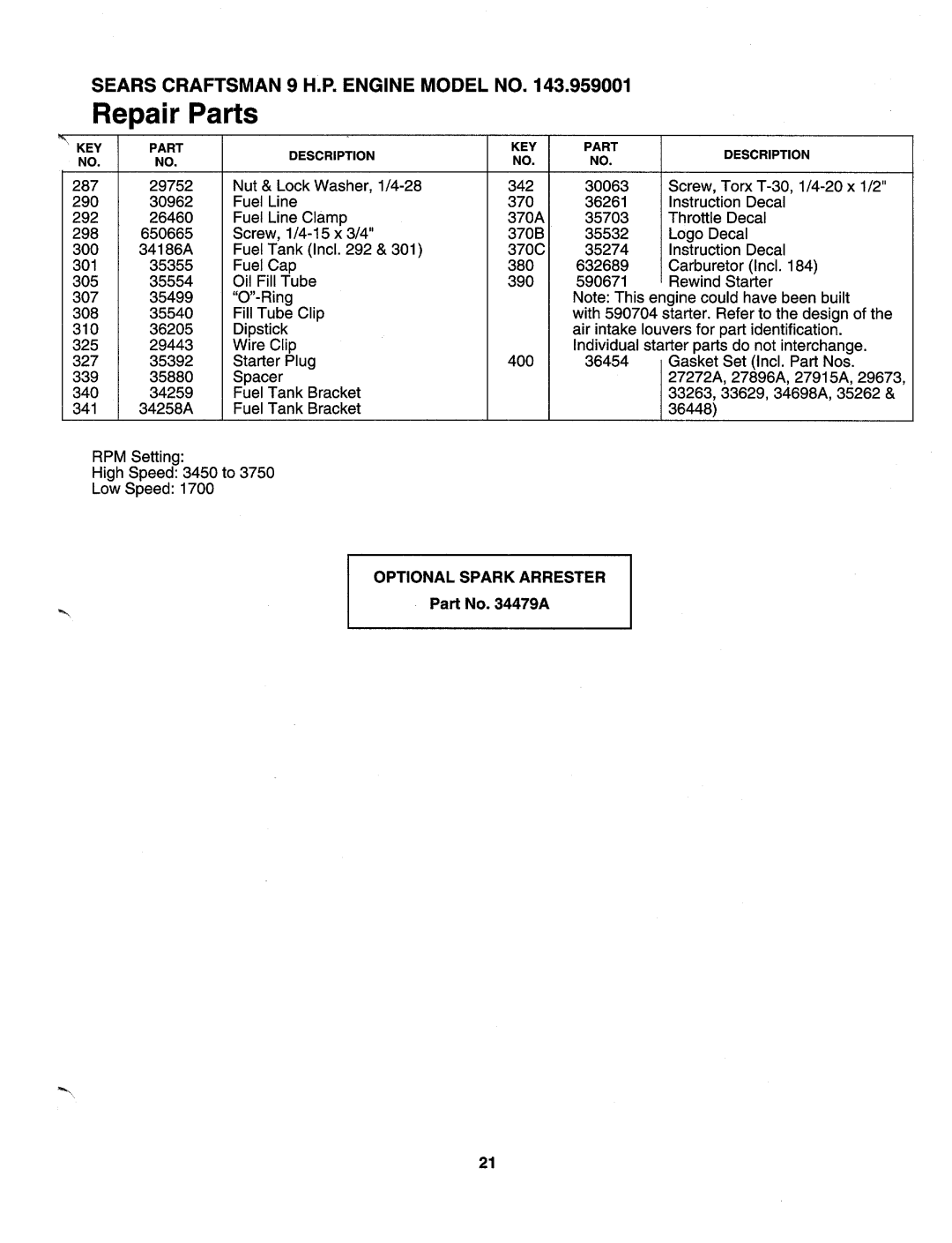 Sears 247-795890 manual 