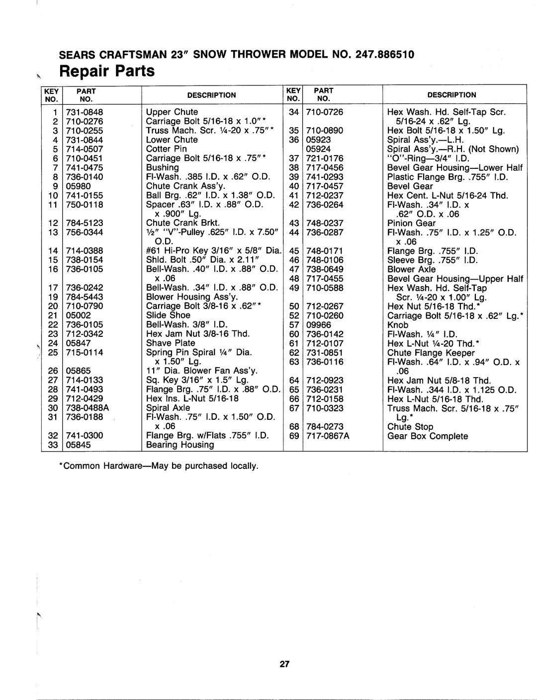 Sears 247 886510 manual 