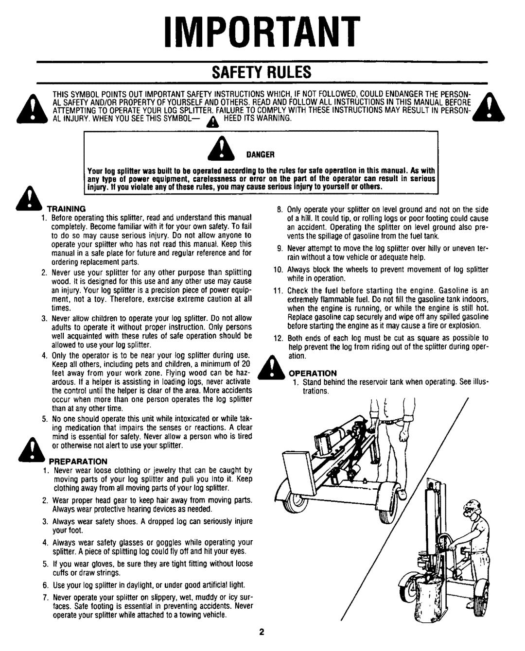 Sears 247.34625 owner manual Training, Operation 