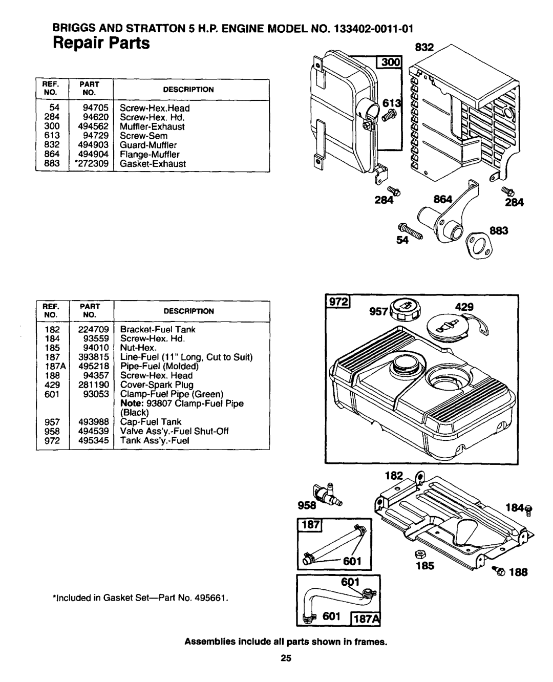 Sears 247.34625 owner manual 188, 832, 429, 182 