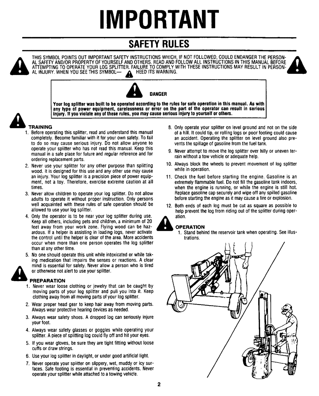 Sears 247.34625 owner manual Safetyrules, Importan 