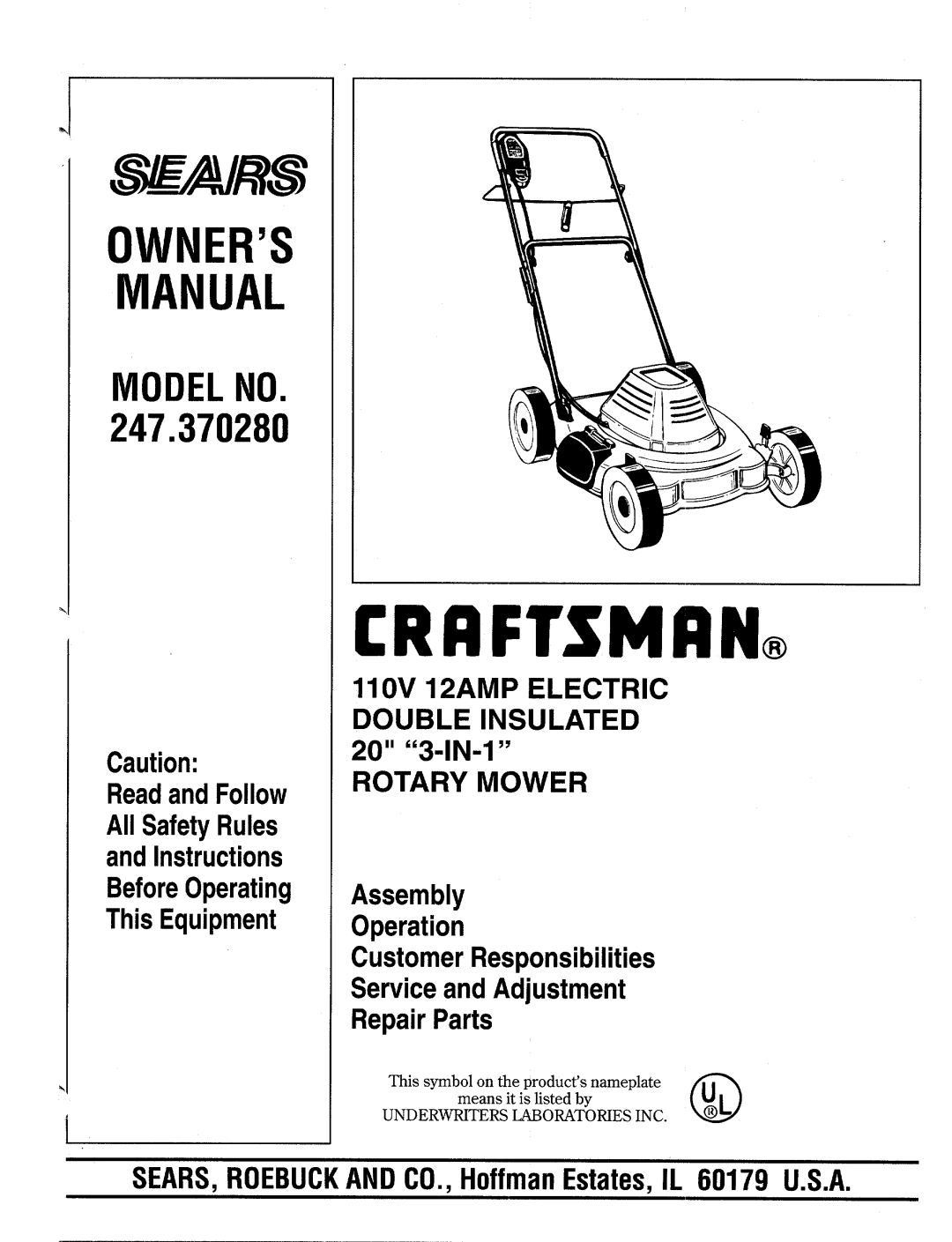 Sears 247.37028 manual 
